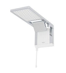 Chuveiro Elétrico Eletrônico 127V (110V) 5500w Branco e Cromado Quadrado Acqua Duo Ultra Lorenzetti