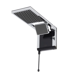 Chuveiro Elétrico Eletrônico 127V (110V) 5500w Preto e Cromado Quadrado Acqua Duo Ultra Lorenzetti