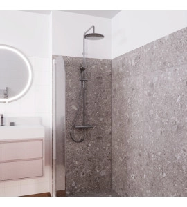 Ducha com Coluna Termostato Redonda 3 Jatos Cromada Sensea